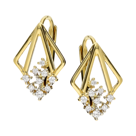 Kolczyki złote trapez z białymi cyrkoniami/big.zam. S3 ZYN-31 próba 585