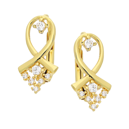 Kolczyki złote wstążka Amazonki z cyrkoniami/big.zam. S3 ZYN-38 próba 375