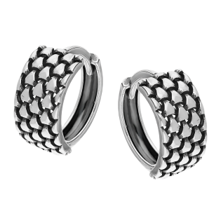 Kolczyki srebrne kółka z ażurowymi łuskami/zatrzask SZ SG-051-1-KB-S próba 925