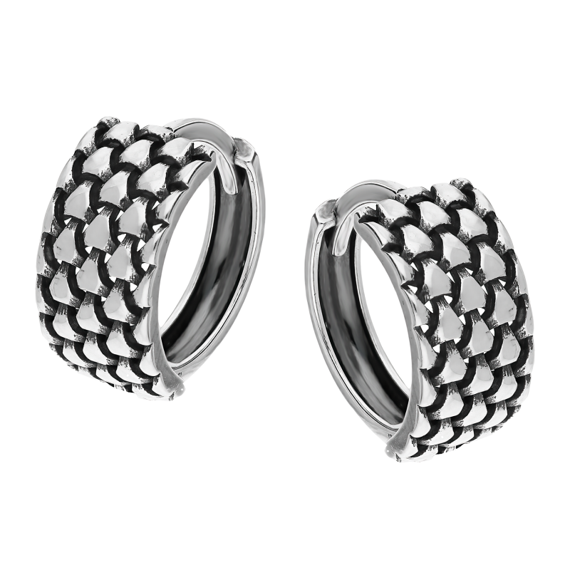 Kolczyki srebrne kółka z ażurowymi łuskami/zatrzask SZ SG-051-1-KB-S próba 925