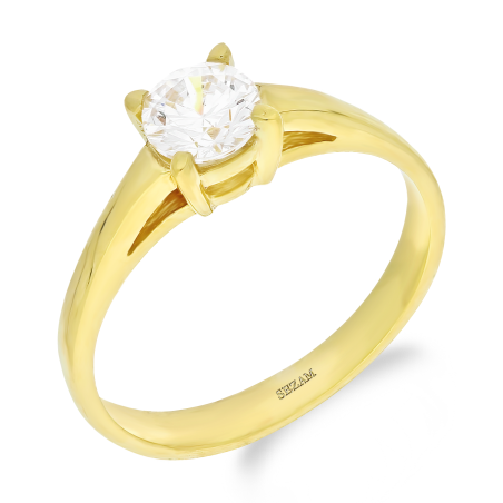 Pierścionek złoty SOLITER z cyrkonią ZQ 204 próba 375