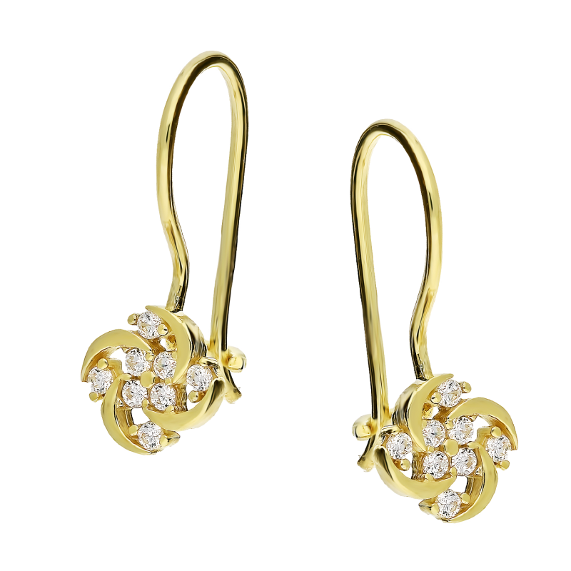 Kolczyki złote ażurowy wiatrak z cyrkoniami/big.zam. ZQ 374-BIG próba 375