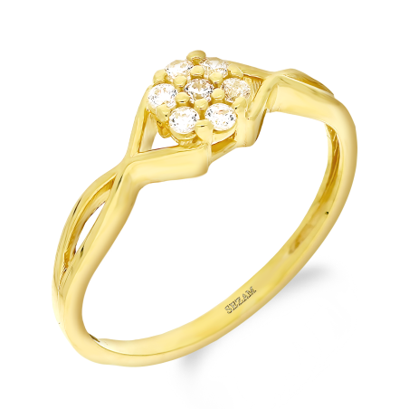 Złoty Pierścionek Anemon z Cyrkoniami pr. 375 - JubilerSezam.pl