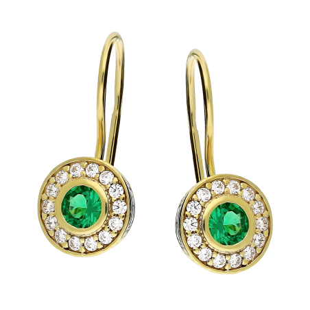 Kolczyki złote zielona okrągła cyrkonia/big.zam. ZQ 510 EM-BIG próba 375