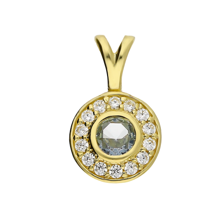 Zawieszka złota jasno-niebieska cyrkonia ZQ 510 TOP próba 585