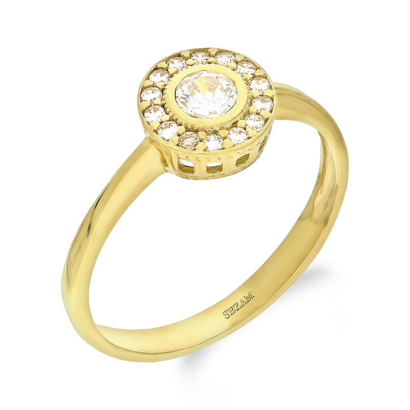 Pierścionek złoty Metropolis z białą cyrkonią ZQ 510 próba 375