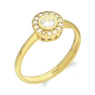 Pierścionek złoty Metropolis z białą cyrkonią ZQ 510 próba 585