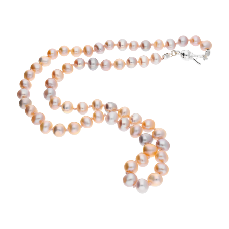 Srebrny naszyjnik z różowymi perłami hodowanymi - JubilerSezam.pl