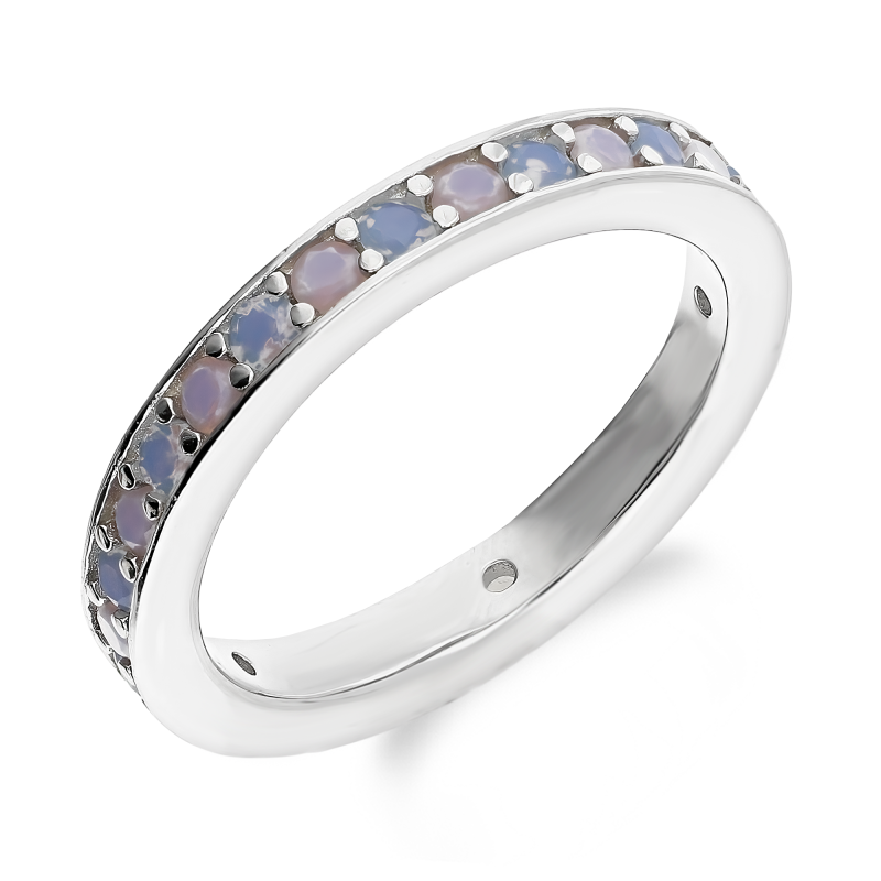 Pierścionek srebrny obrączka miłości z opalami jubilerskimi HS1628 próba 925