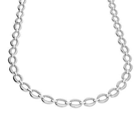 Naszyjnik srebrny owalne ramki z białymi cyrkoniami