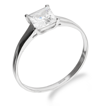 Pierścionek srebrny kwadratowa biała cyrkonia TB 17432 biały próba 925