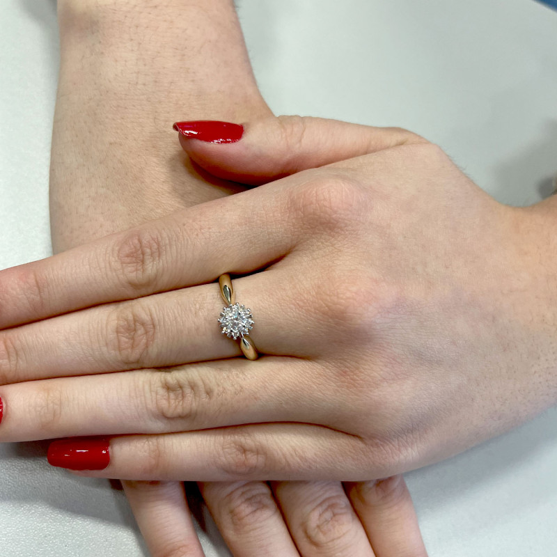 Pierścionek złoty kwiatek z białymi cyrkoniami DJ PREMIUM186M próba 375