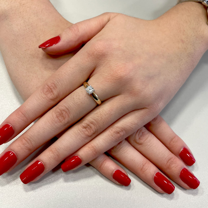 Pierścionek złoty SOLITER z białą cyrkonią DJ PREMIUM292M próba 375