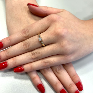 Pierścionek złoty SOLITER z białą cyrkonią DJ PREMIUM596M próba 375