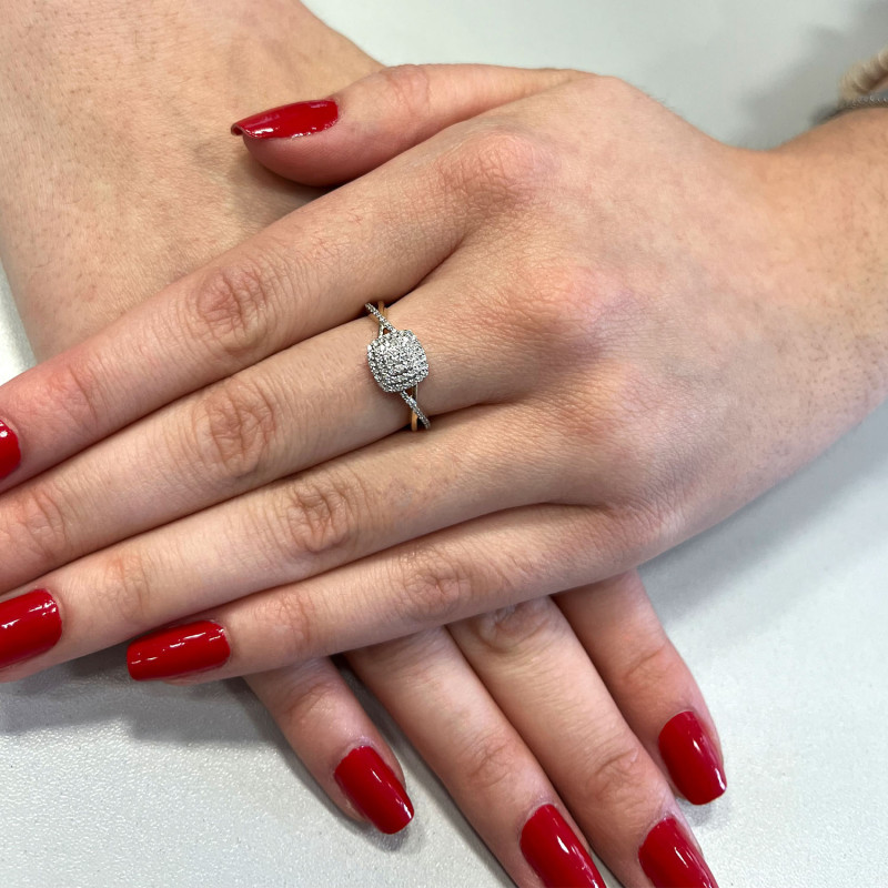 Pierścionek zaręczynowy diamenty w kwadracie i szynie NF GS-799 próba 585