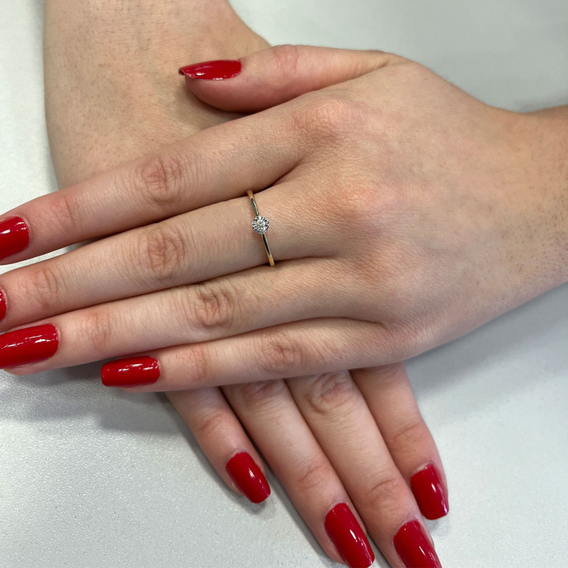 Pierścionek złoty AMADO z diamentem NF GS-922 próba 585