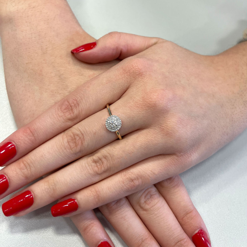 Pierścionek zaręczynowy METROPOLIS z białymi diamentami NF GS-1116-20+14bis próba 585