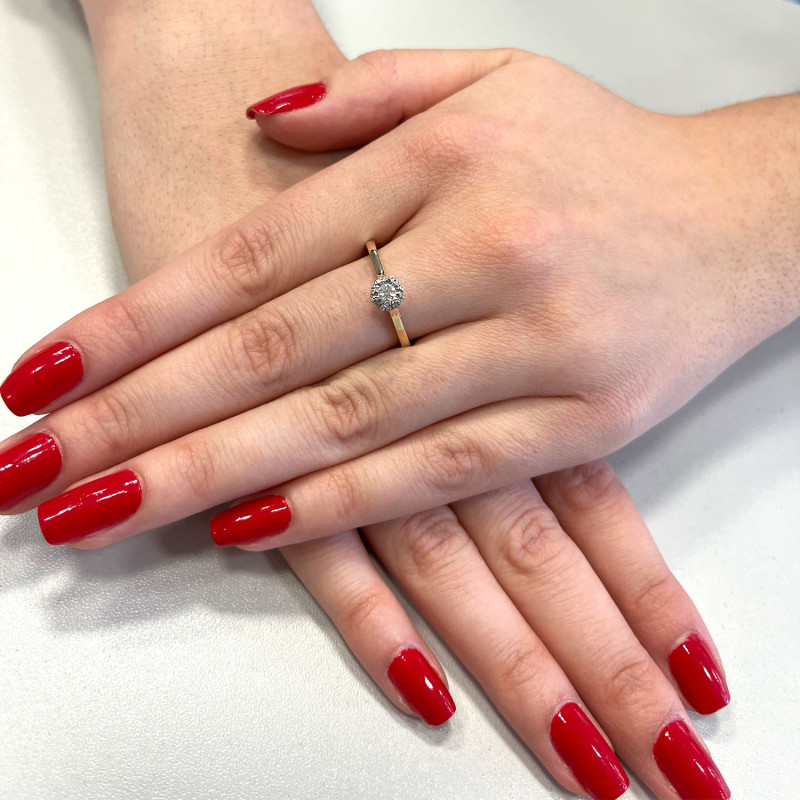 Pierścionek zaręczynowy z okrągłymi diamentami NF MY22R70 próba 585