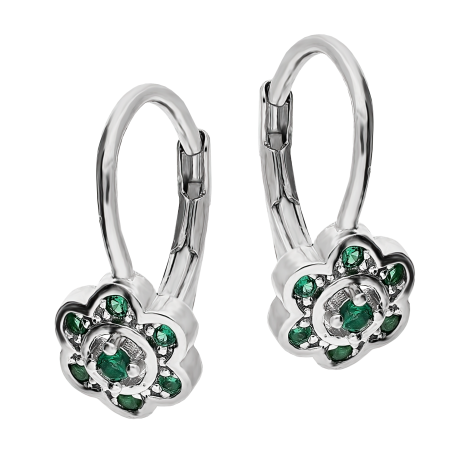 Kolczyki srebrne kwiatek z zielonymi cyrkoniami/big.zam. HS1608 zielony próba 925