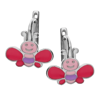 Kolczyki srebrne dla dziewczynki pszczółka z emalią/ang.zap. PW3 próba 925
