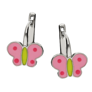 Kolczyki srebrne dla dziewczynki motylek z emalią/ang.zap. PW5 próba 925