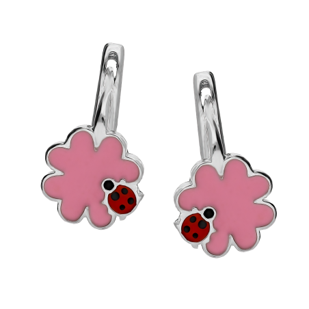 Srebrne Kolczyki Koniczynki Biedronki dla Dzieci - JubilerSezam.pl