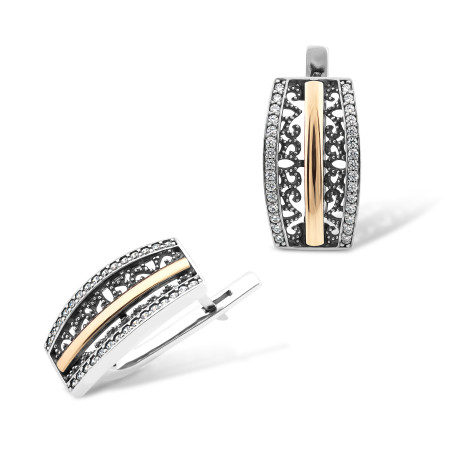 Kolczyki srebrne złota blaszka i ażurowe boki/ang.zap. PX 235_AU375 blaszka gold