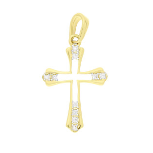 Krzyżyk złoty ramka z białymi cyrkoniami MZ T23-P-1315-YW-CZ próba 585