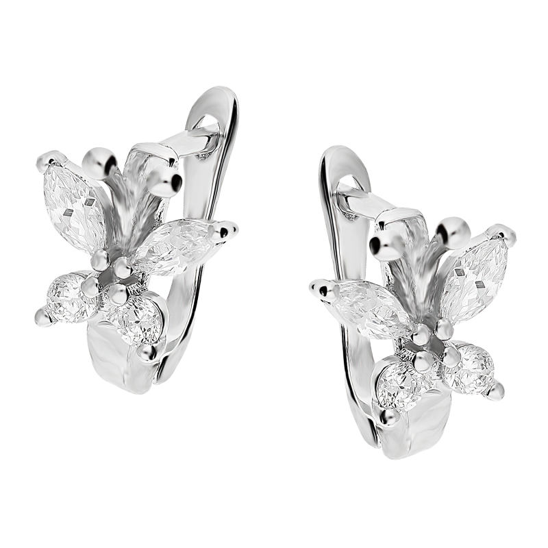 Kolczyki srebrne dla dziewczynki motyl z białymi cyrkoniami/ang.zap AT005 próba 925