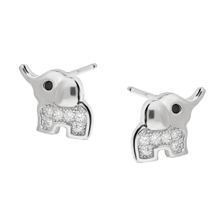Kolczyki srebrne dla dziewczynki słoń z białymi cyrkoniami/sztyft AT557 próba 925