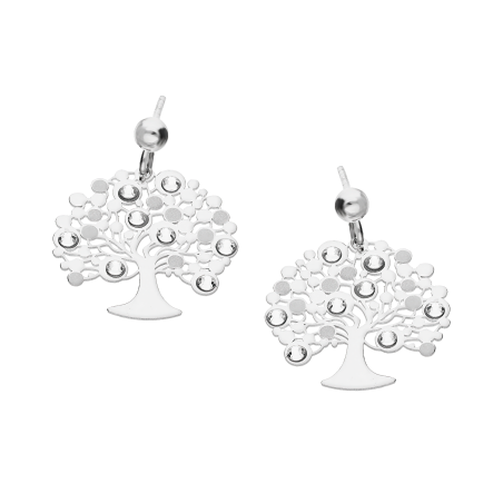 Kolczyki srebrne ażurowe drzewko szczęścia z cyrkoniami/sztyft M3-089 ROD próba 925