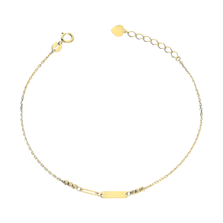 Bransoleta złota blaszka, ramka i i grawerowane kulki/anker AR X5FOR12B0392-II-DC próba 375