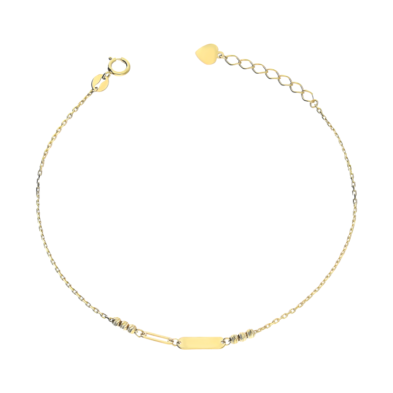 Bransoleta złota blaszka, ramka i i grawerowane kulki/anker AR X5FOR12B0392-II-DC próba 375