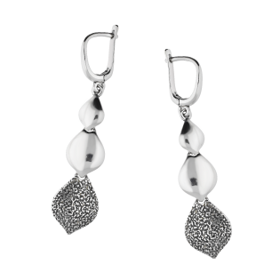 Kolczyki srebrne tłoczona i gładkie krople/ang.zap. SZ179 próba 925