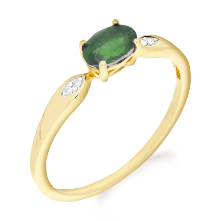 Pierścionek zaręczynowy ze szmaragdem i diamentami LC AR4452 Y-EM próba 585