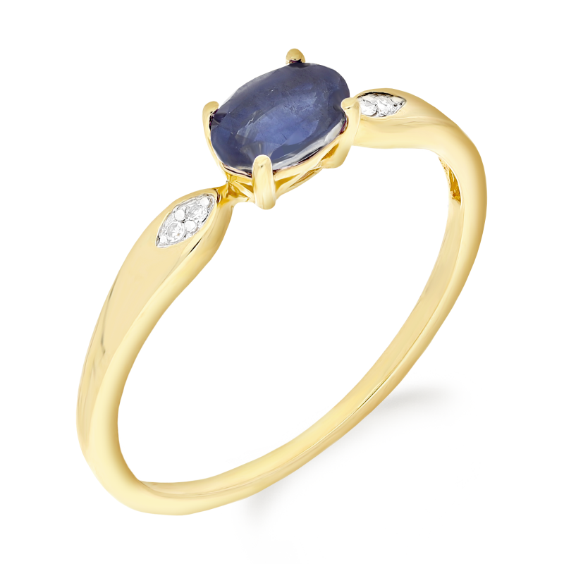 Pierścionek zaręczynowy z owalnym szafirem i diamentami LC AR4452 Y-SAP próba 585