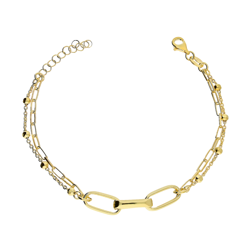 Bransoleta pozłacana anker long i rolo z kulkami NI BRN33525 GOLD próba 925