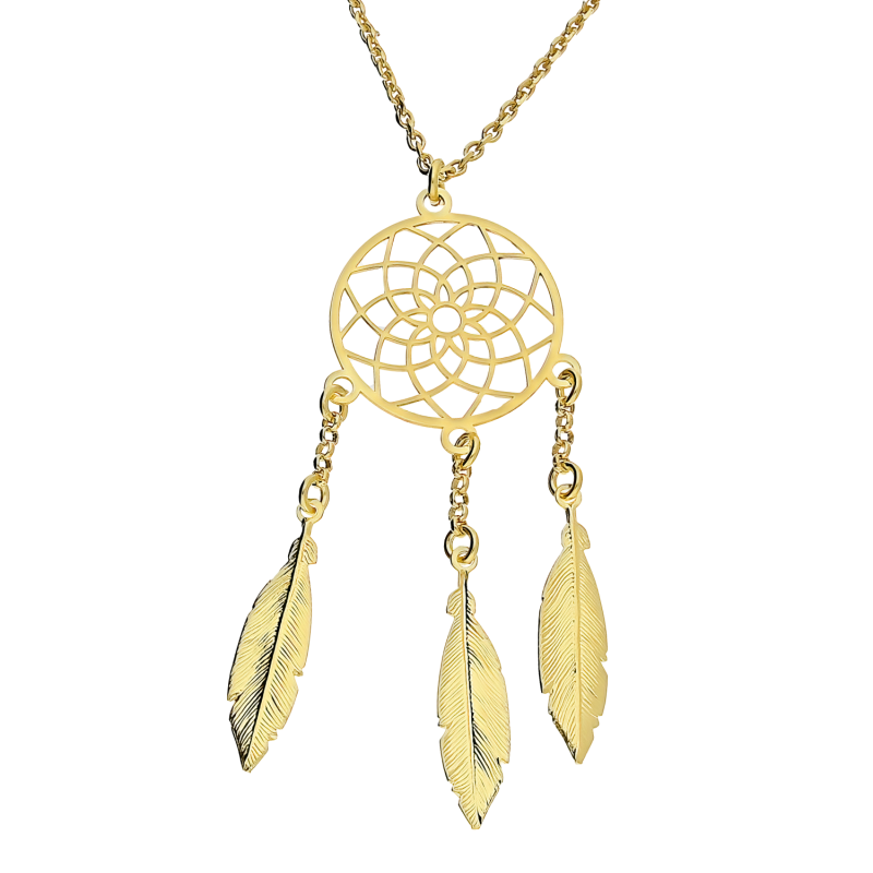 Naszyjnik pozłacany ażurowy łapacz snów/rolo NI GIA11068 GOLD próba 925