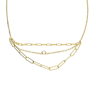 Naszyjnik pozłacany CHARMING anker long i biała cyrkonia/rolo NI GIA13308 GOLD próba 925