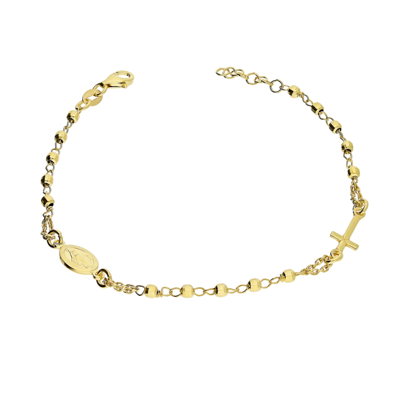 Bransoleta pozłacana różaniec z grawerowanymi kulkami  NI ROBDGD03 GOLD próba 925