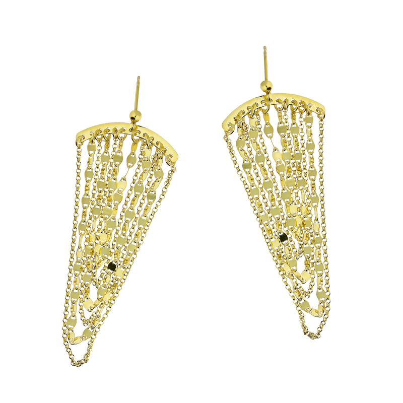 Kolczyki pozłacane podwieszane łańcuszku blaszki i rolo/sztyft NI XOR03300 GOLD próba 925