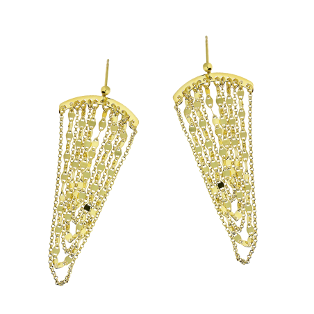 Kolczyki pozłacane podwieszane łańcuszku blaszki i rolo/sztyft NI XOR03300 GOLD próba 925