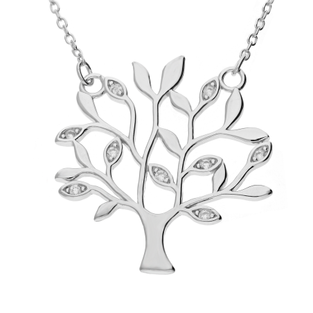 Naszyjnik srebrny drzewko szczęścia z białymi cyrkoniami/anker TB 20880 próba 925