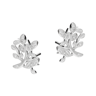 Kolczyki srebrne drzewko szczęścia z białymi cyrkoniami/sztyft TB 21191 próba 925