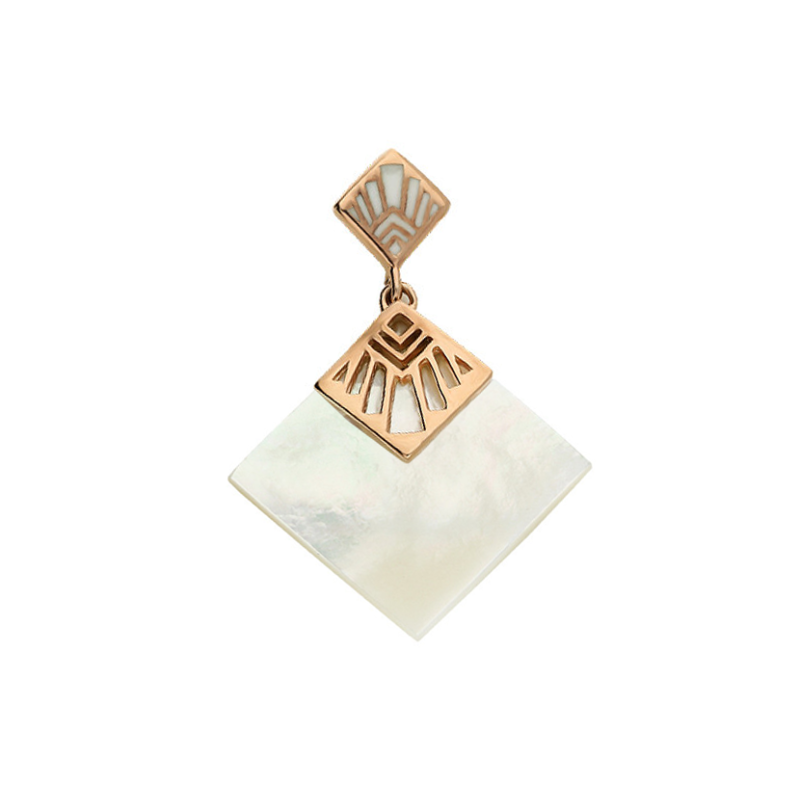 Zawieszka srebrna rose kwadrat z białą masą perłową i emalią NJ06-1 1610040.1 próba 925