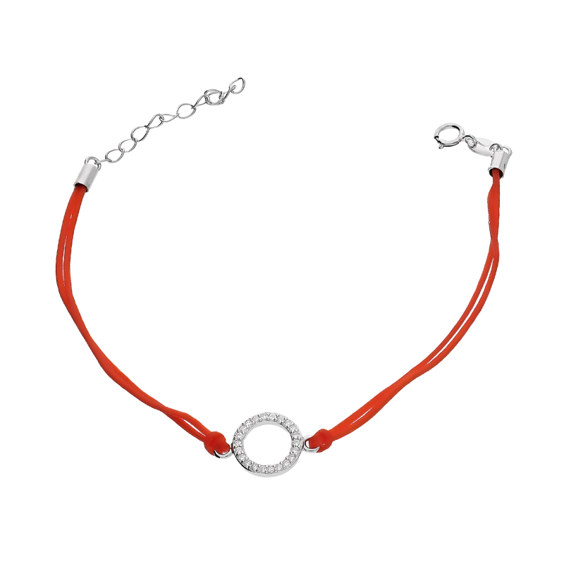 Srebrna Bransoletka Koło z Cyrkoniami na Sznurku - JubilerSezam.pl