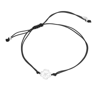 Srebrna Bransoletka Koniczynka na Sznurku pr. 925 - JubilerSezam.pl