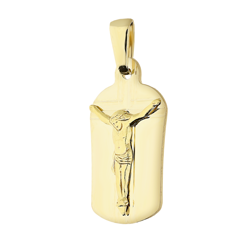 Medalik złoty blaszka z Panem Jezusem na krzyżu DJ415 próba 585