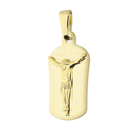 Medalik złoty blaszka z Panem Jezusem na krzyżu DJ415 próba 585