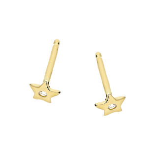 Kolczyki złote gwiazdka z cyrkonią/sztyft DJ434 próba 585